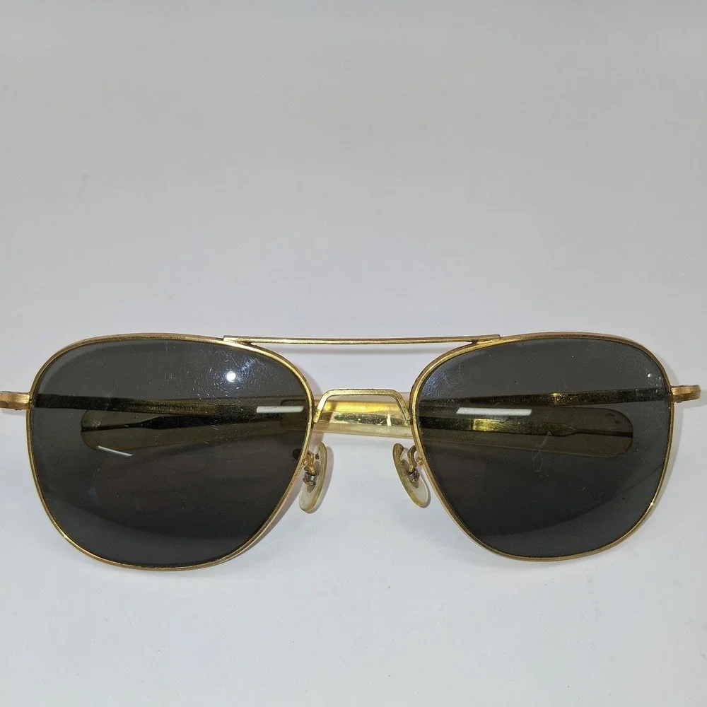 RANDOLPH ENG  5 1/2 GOLD GRAY CRYSTAL ORIGINAL PILOT AVIATOR SUNGLASSES